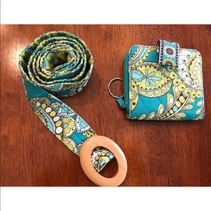 VERA BRADLEY Peacock Wallet & Belt Set Lot Bundle